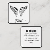 Celestial Butterfly Tattoo Salon Black and white スクエア名刺 (正面/裏面)