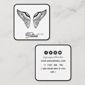 Celestial Butterfly Tattoo Salon Black and white スクエア名刺