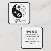 Celestial Butterfly Tattoo Salon Black and white スクエア名刺 (正面/裏面)