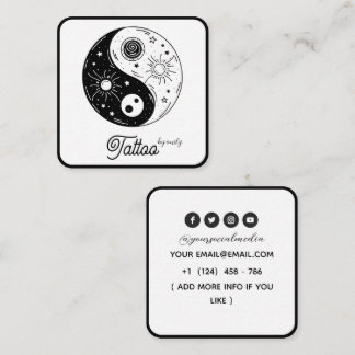 Celestial Butterfly Tattoo Salon Black and white スクエア名刺