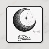 Celestial Butterfly Tattoo Salon Black and white スクエア名刺 (正面)