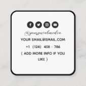 Celestial Butterfly Tattoo Salon Black and white スクエア名刺 (裏面)