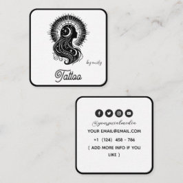 Celestial Butterfly Tattoo Salon Black and white スクエア名刺
