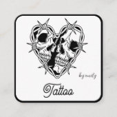 Celestial Butterfly Tattoo Salon Black and white スクエア名刺 (正面)