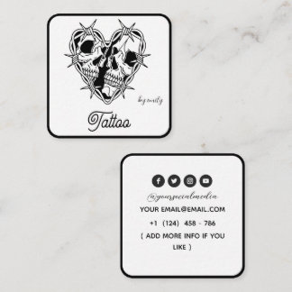 Celestial Butterfly Tattoo Salon Black and white スクエア名刺