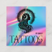 Celestial Butterfly Tattoo Salon Holographic スクエア名刺 (正面)