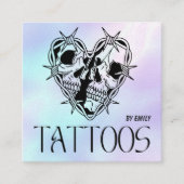 Celestial Butterfly Tattoo Salon Holographic スクエア名刺 (正面)