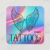 Celestial Butterfly Tattoo Salon Holographic スクエア名刺 (正面)