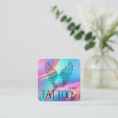 Celestial Butterfly Tattoo Salon Holographic スクエア名刺 (スタンド正面)
