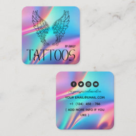 Celestial Butterfly Tattoo Salon Holographic スクエア名刺