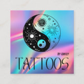 Celestial Butterfly Tattoo Salon Holographic スクエア名刺 (正面)