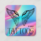 Celestial Butterfly Tattoo Salon Holographic スクエア名刺 (正面)