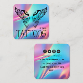 Celestial Butterfly Tattoo Salon Holographic スクエア名刺
