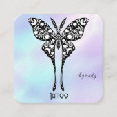 Celestial Butterfly Tattoo Salon Holographic スクエア名刺 (正面)