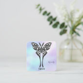 Celestial Butterfly Tattoo Salon Holographic スクエア名刺 (スタンド正面)