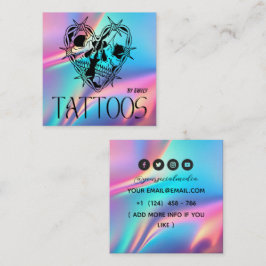 Celestial Butterfly Tattoo Salon Holographic スクエア名刺