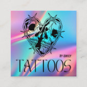 Celestial Butterfly Tattoo Salon Holographic スクエア名刺 (正面)