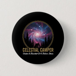 Celestial Camper Galaxy Night Scene 缶バッジ