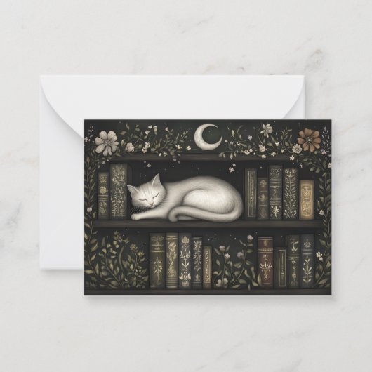 Celestial Cat Bookish Note Cards ノートカード (正面)