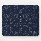 Celestial Cat Constellation Navy Blue Mouse Pad マウスパッド (正面)