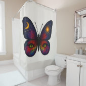 Celestial Cat-Eye Butterfly Colorful Sun Moon Boho シャワーカーテン (インサイチュ)