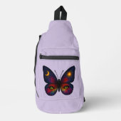 Celestial Cat-Eye Butterfly Lavender Sun Moon Boho スリングバッグ (正面)