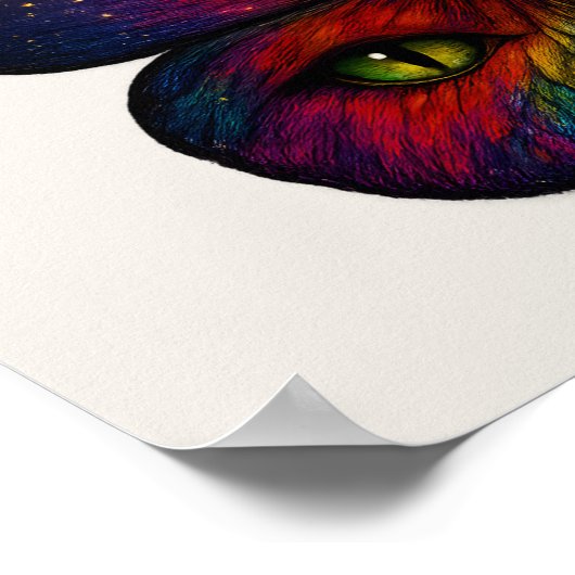 Celestial Cat-Eye Butterfly Sun Moon Star Boho Art ポスター (角)