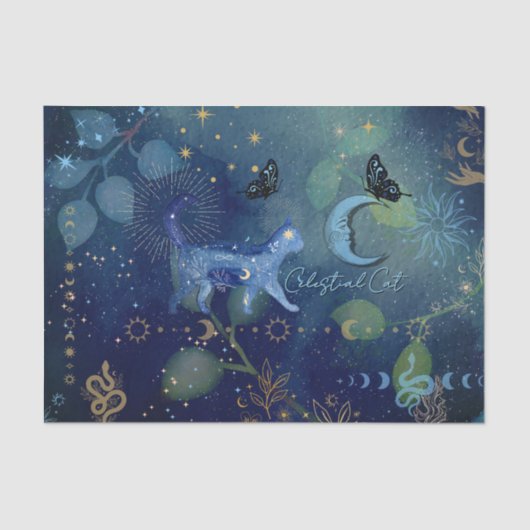 Celestial Cat & Moon Mystical Tissue Paper 薄葉紙 (正面)