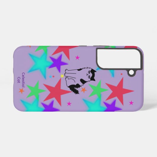 Celestial Cat Samsung Galaxy Phone Case – Purple Samsung Galaxyケース (裏面横)