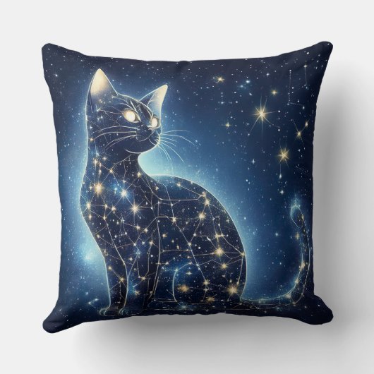 Celestial Cat Throw Pillow – Starry Night クッション (裏面)