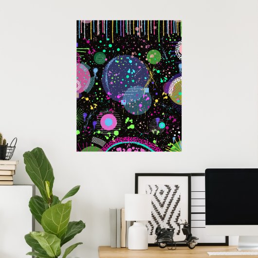 Celestial Celebrations: Maximalist Abstract Art  ポスター (ホームオフィス)