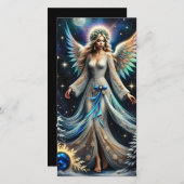 Celestial Christmas Angel in Winter Night シーズンカード (正面/裏面)