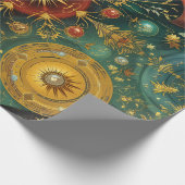Celestial Christmas Gold Starburst Wrapping Paper ラッピングペーパー (角)