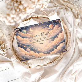 Celestial Clouds Stars Baby Shower Diapper Raffle エンクロージャーカード