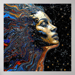 "Celestial Cognition" - 超現実主義の肖像画 ポスター