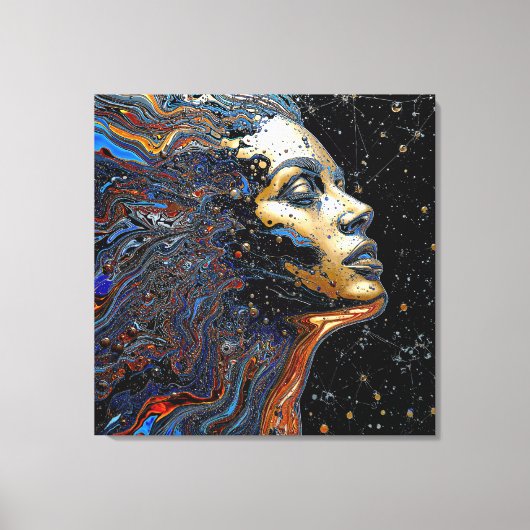 "Celestial Cognition" - 超現実的な肖像画 キャンバスプリント (正面)