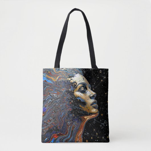 "Celestial Cognition" - 超現実的な肖像画 トートバッグ (正面)