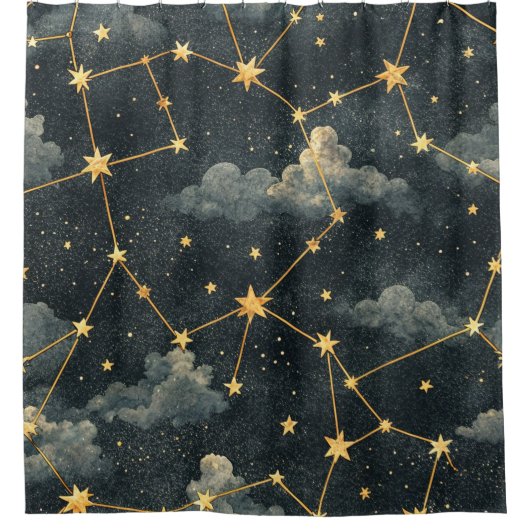 Celestial Constellation Star Pattern (1) シャワーカーテン (正面)