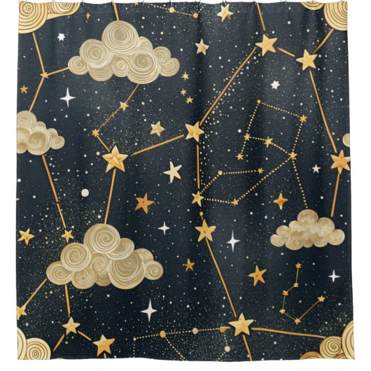 Celestial Constellation Star Pattern (2) シャワーカーテン (正面)