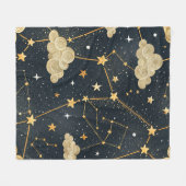 Celestial Constellation Star Pattern (2) フリースブランケット (正面(横))