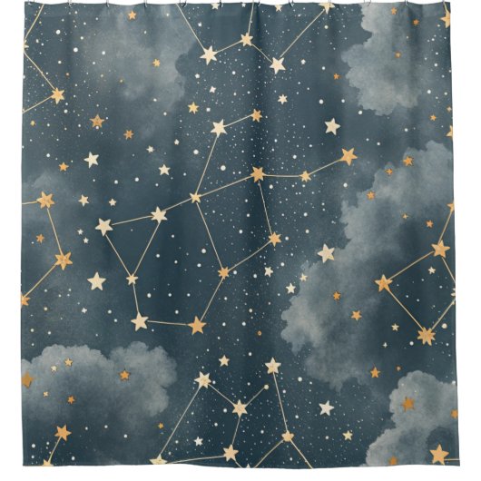 Celestial Constellation Star Pattern (4) シャワーカーテン (正面)