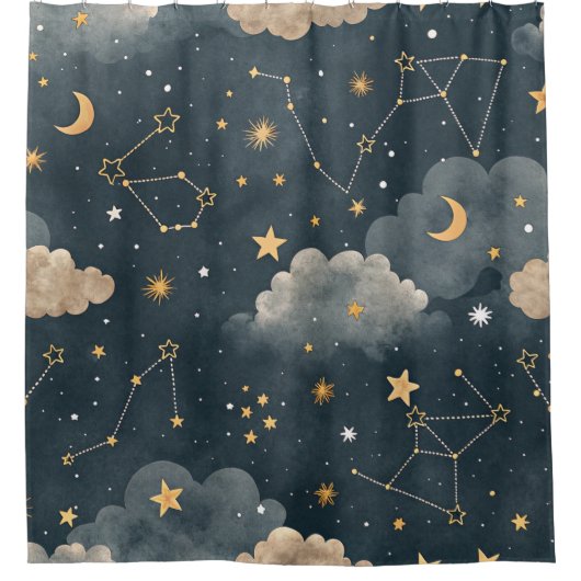 Celestial Constellation Star Pattern (5) シャワーカーテン (正面)