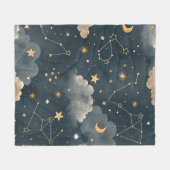 Celestial Constellation Star Pattern (5) フリースブランケット (正面(横))