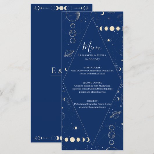 Celestial cosmic ethereal sun moon stars wedding メニュー (正面/裏面)