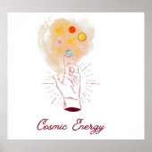 Celestial Cosmic Hand Poster - Minimalist Mystical ポスター (正面)
