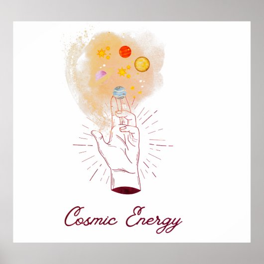 Celestial Cosmic Hand Poster - Minimalist Mystical ポスター (正面)