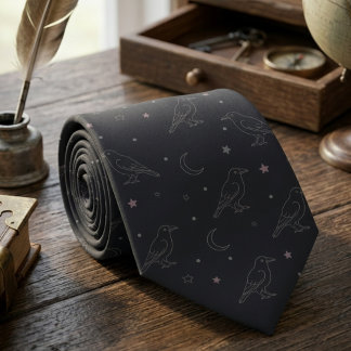 Celestial Crow Dark Academia Men's ネクタイ