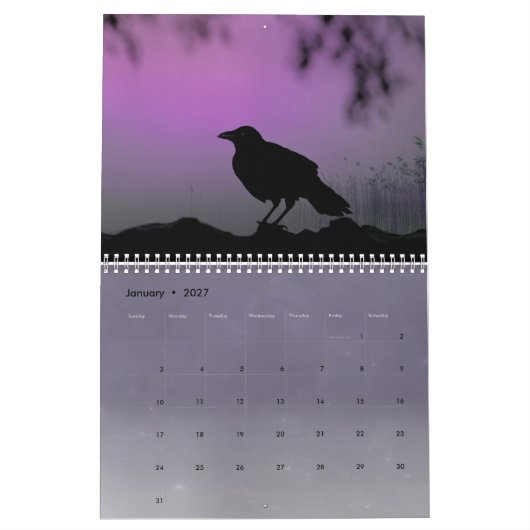 Celestial Crows 2026 Calendar カレンダー (1月 2027)