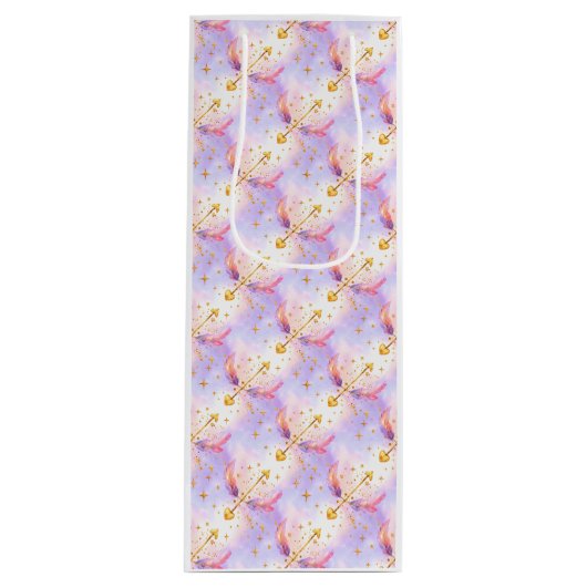 Celestial Cupid – Pastel Arrows & Golden Stars ワインギフトバッグ (正面)
