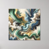 Celestial Currents – Abstract Gold & Emerald Canva キャンバスプリント (正面)